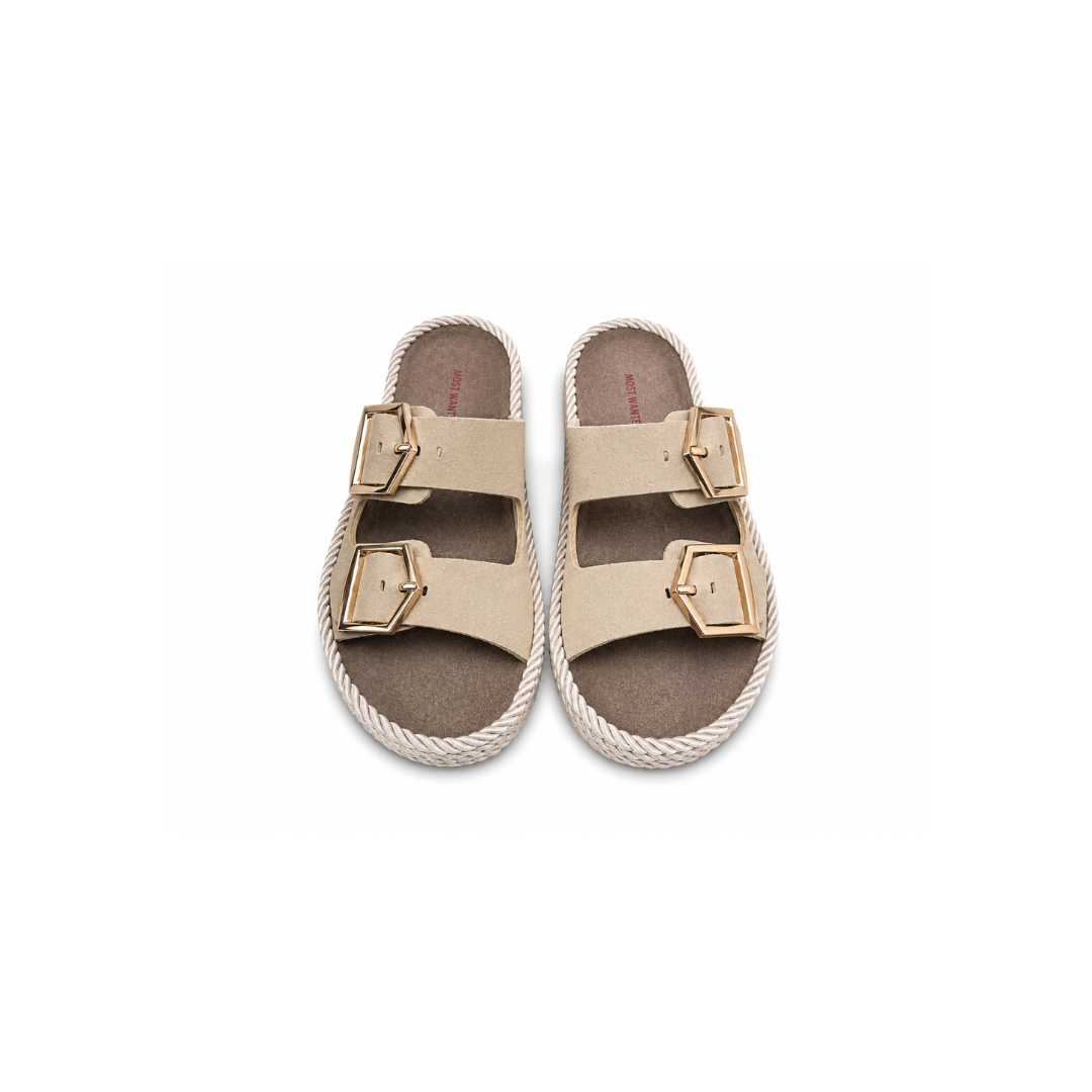 Damen Sandalen mit Doppelriemen & Schnallen – Bequeme Sommerschuhe