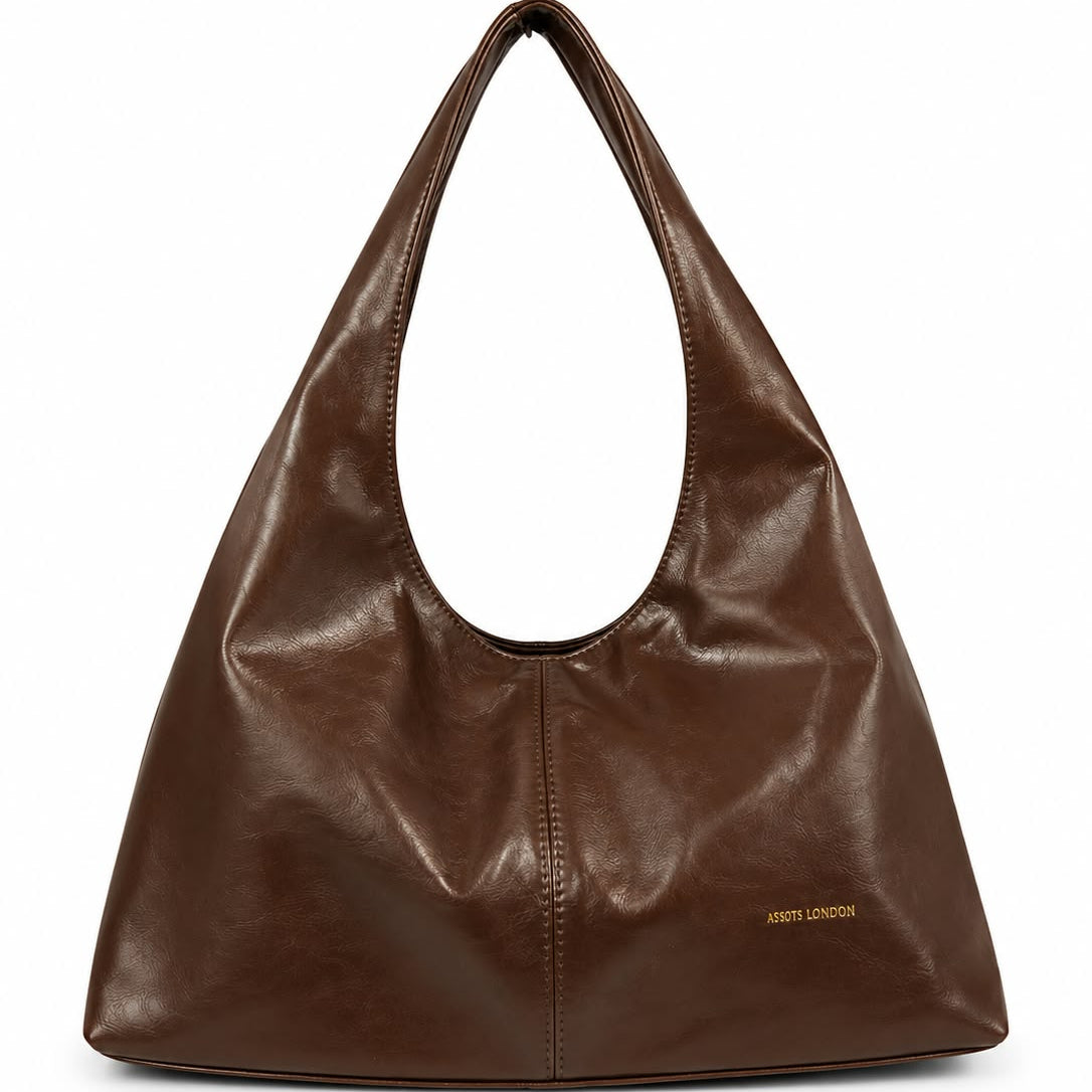 Dunkelbraune Hobo-Schultertasche