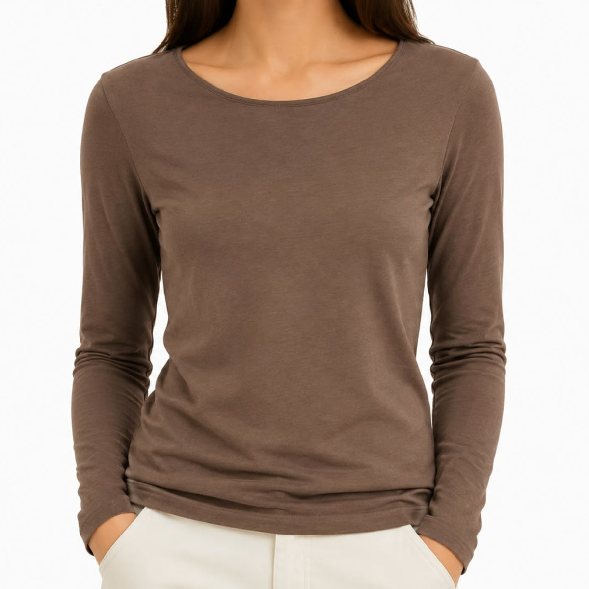 Kaschmir Überzieher Damen – Weicher Longsleeve mit Rundhalsausschnitt