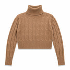 Kaschmir Rollkragenpullover Damen – Weicher Cropped Pullover mit Zopfmuster