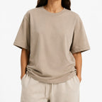 Kaschmir T-Shirt Damen – Oversize Überzieher mit Rundhalsausschnitt