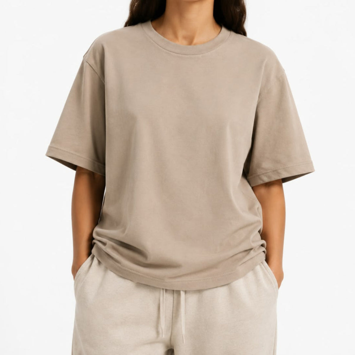 Kaschmir T-Shirt Damen – Oversize Überzieher mit Rundhalsausschnitt