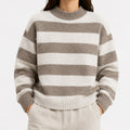 Kaschmir Rollkragenpullover Damen – Gestreifter Strickpullover