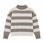 Kaschmir Rollkragenpullover Damen – Gestreifter Strickpullover