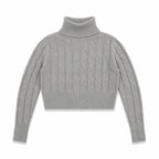 Kaschmir Rollkragenpullover Damen – Weicher Cropped Pullover mit Zopfmuster