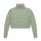 Kaschmir Rollkragenpullover Damen – Weicher Cropped Pullover mit Zopfmuster