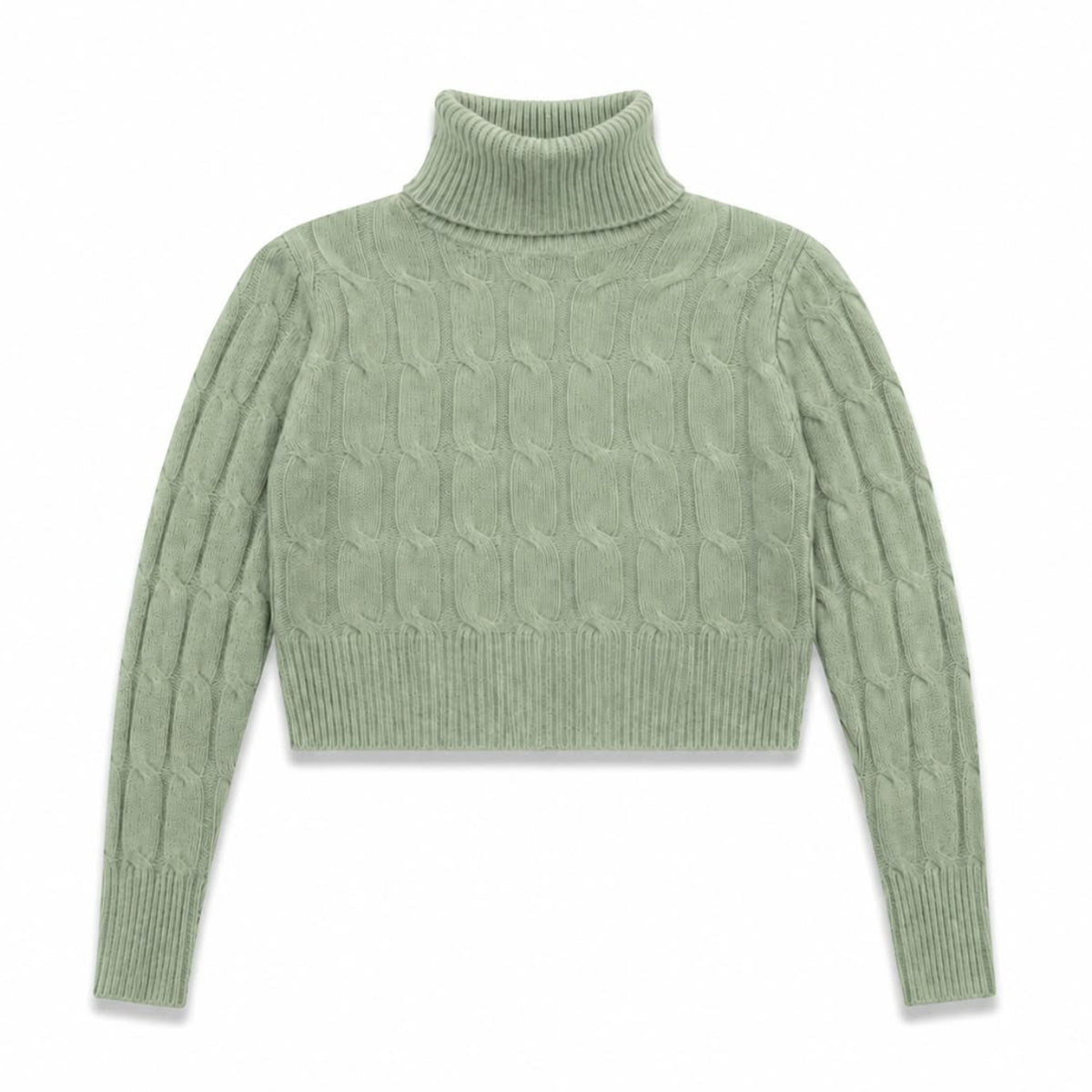 Kaschmir Rollkragenpullover Damen – Weicher Cropped Pullover mit Zopfmuster