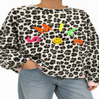 Damen Sweatshirt mit Animal-Print und buntem Motiv