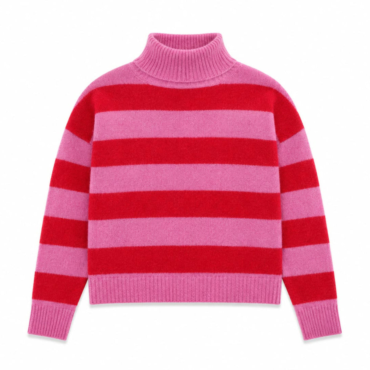Kaschmir Rollkragenpullover Damen – Gestreifter Strickpullover
