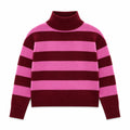 Kaschmir Rollkragenpullover Damen – Gestreifter Strickpullover