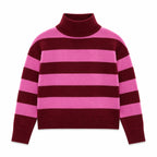 Kaschmir Rollkragenpullover Damen – Gestreifter Strickpullover