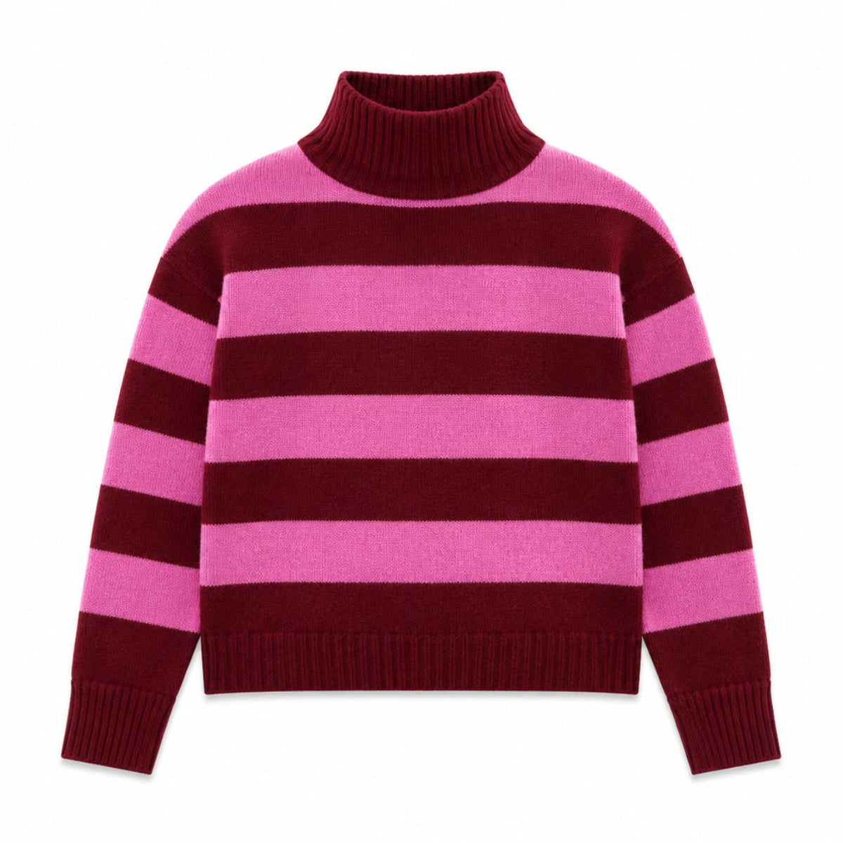 Kaschmir Rollkragenpullover Damen – Gestreifter Strickpullover