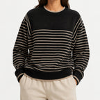 Kaschmir Pullover Damen – Gestreifter Strickpullover