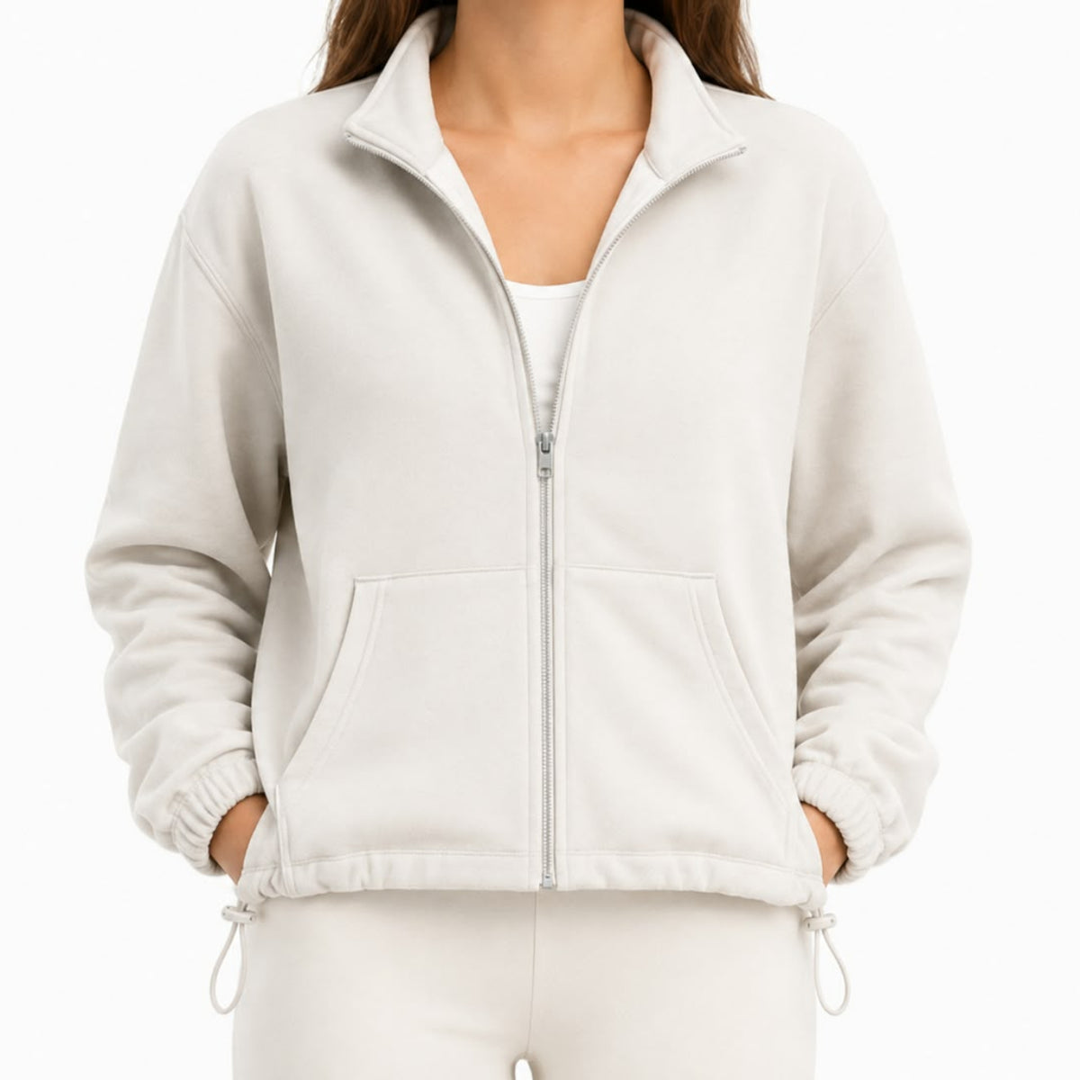 Zip-Sweater Jacke mit Stehkragen – Utility Style