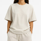 Kaschmir T-Shirt Damen – Oversize Überzieher mit Rundhalsausschnitt